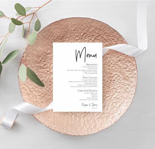 Personalized Printed Wedding Menu Set of 25