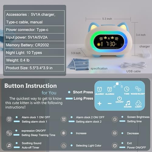 ANALOI Alarm Clock with Dual Alarm and Night Light