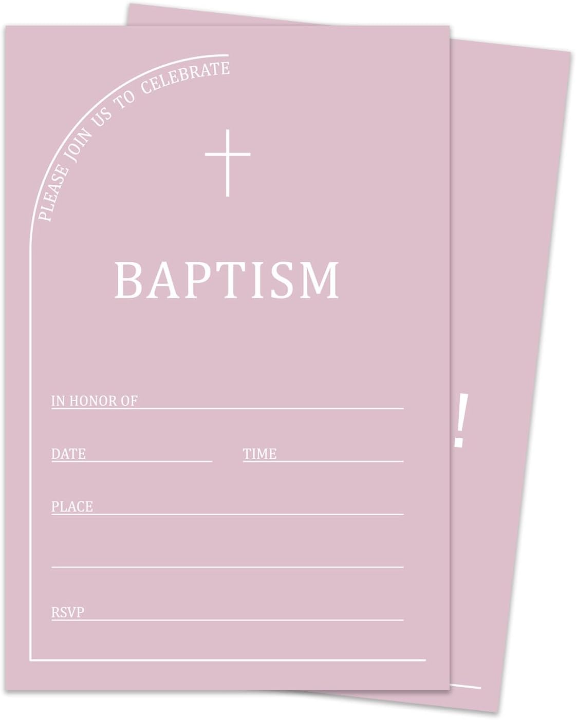 Pink Baptism Invitation Set for Girls 25 Cards with Envelopes