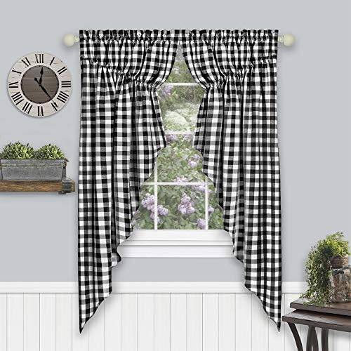 Woven Trends Farmhouse Curtains Buffalo Plaid Swag Pair