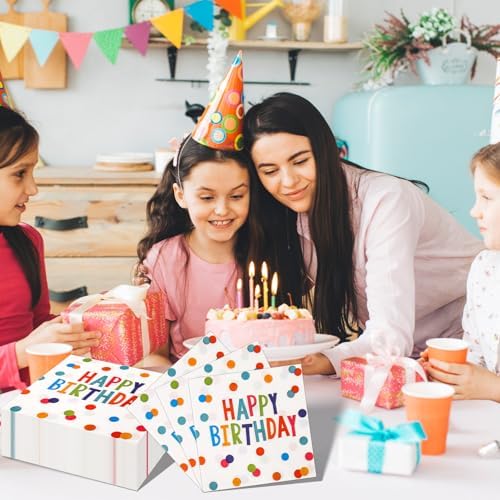 Happy Birthday Polka Dot Napkins 65x65 Inches 50 Pack