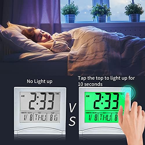KANBIT Small Digital Travel Alarm Clock with Backlight and Temperature