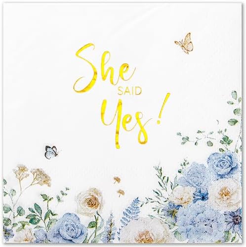 Crisky 50 Pcs Gold Foil Bridal Shower Napkins