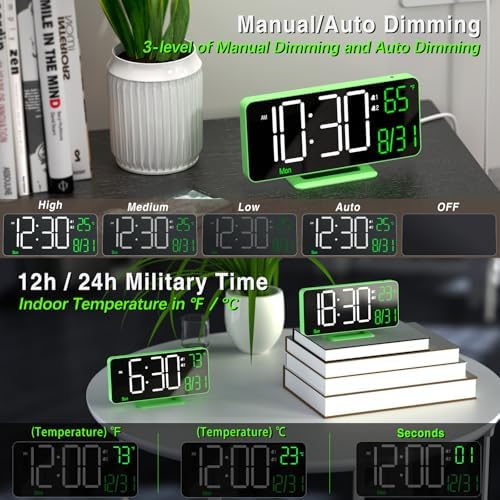 KOSUMOSU 67 Inch Digital Clock with Dual Alarms