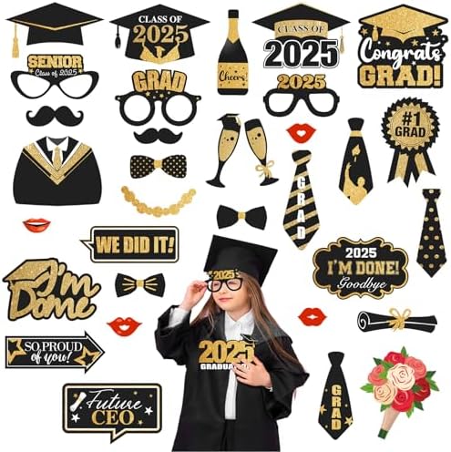 2025 Graduation Photo Booth Props Set - 35 Pcs