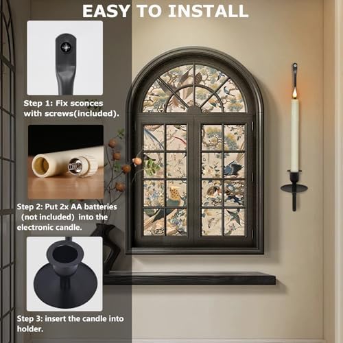 Elegant Black Wall Candle Holder Set with Remote Control