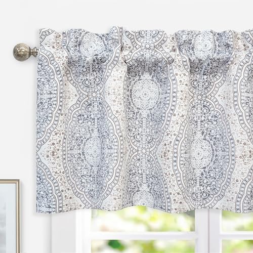 DriftAway Adrianne Damask Floral Valance 52x20 Inch