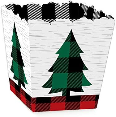 Big Dot of Happiness Holiday Plaid Trees Favor Boxes Set of 12