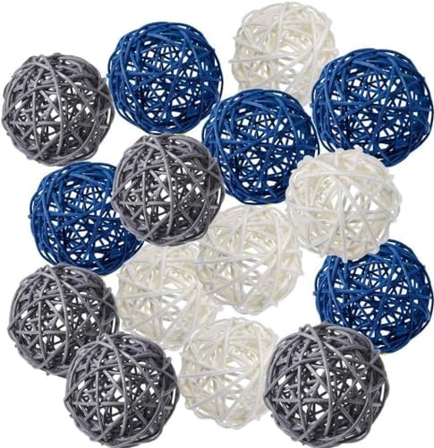 24 Pcs Wicker Rattan Decorative Balls Set