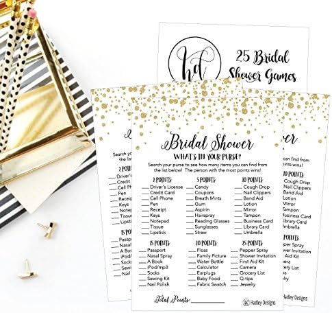 Hadley Designs Gold Bridal Shower Games for 25 Guests