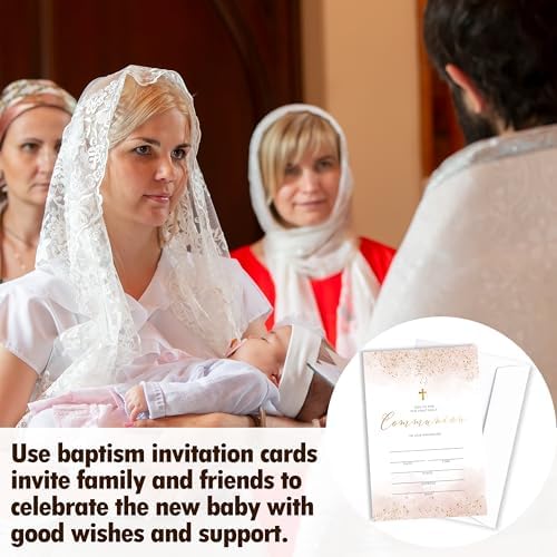 Baptism Invitations Cards with Envelopes Set