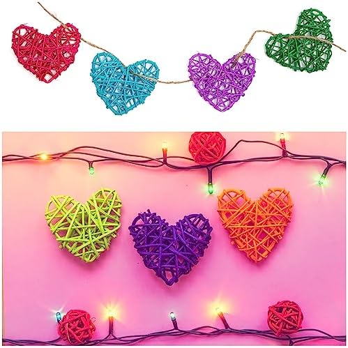 MECCANIXITY 8Pcs Heart Shaped Rattan Decorative Balls