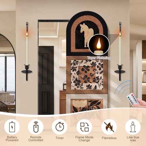 Elegant Black Wall Candle Holder Set with Remote Control
