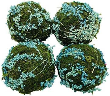 Handmade Natural Blue Moss Balls Set of 6