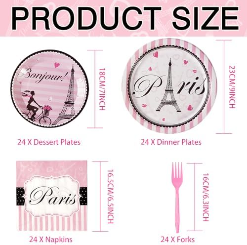 Grencian Paris Eiffel Tower Plates Party Set 24Pcs