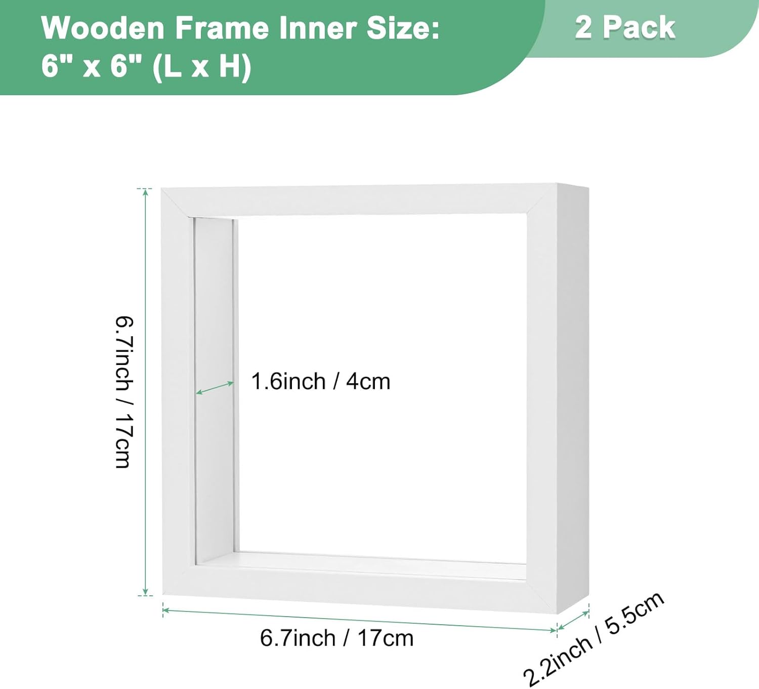 2-Pack Dried Flower Frame 6x6 Inch White