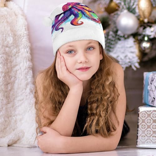 Colorful Octopus Santa Christmas Hat for Adults