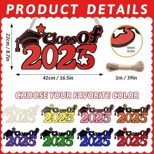 Class of 2025 Wooden Sign with Red Design