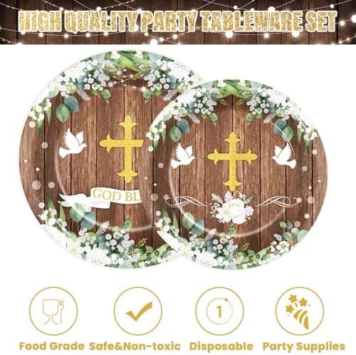 God Bless Baptism Tableware Set for 24 Guests