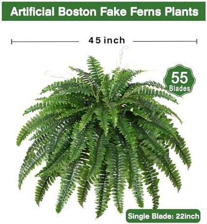 Set of 2 Large Artificial Boston Fern Bushes