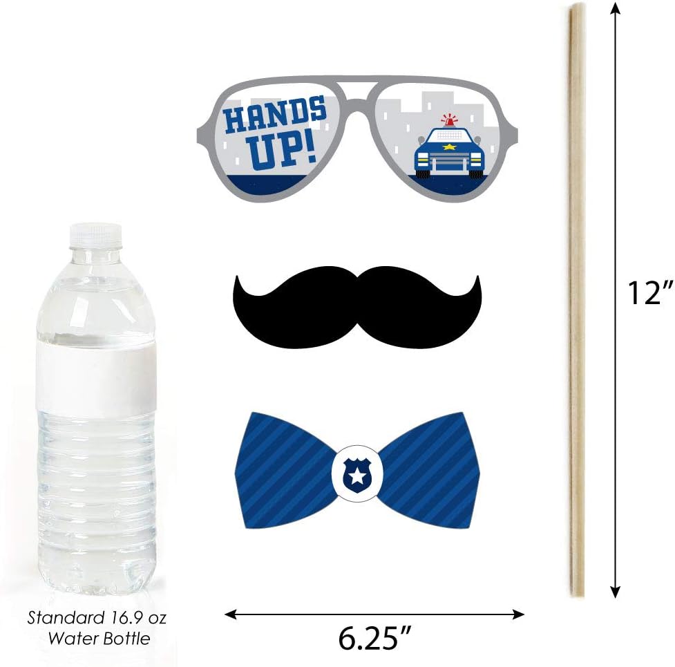 Big Dot Of Happiness Police Photo Booth Props Kit - 20 Count