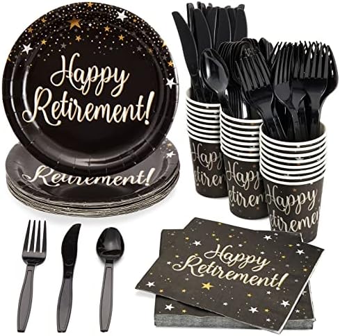 144-Piece Happy Retirement Party Supplies Set