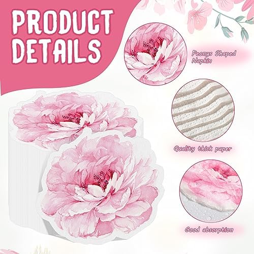 Kosiz 100 Pcs Pink Peony Flower Shaped Napkins