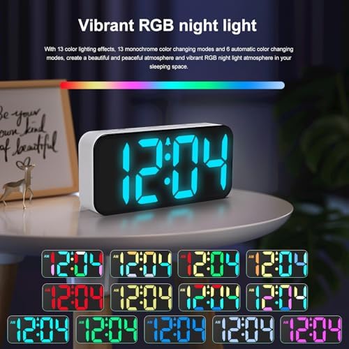 Ultra Loud Alarm Clock for Heavy Sleepers with RGB Night Light