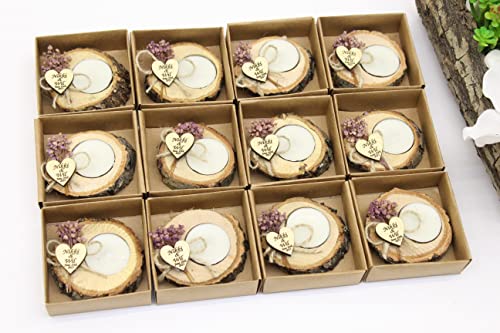 50 Pcs Personalized Log Candle Holders Wedding Favors