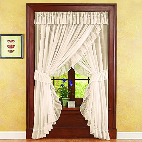 Isabella Ruffled Sheer Window Curtain Set Cream