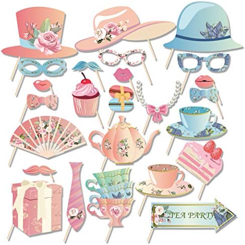25 Piece Tea Party Photo Booth Props for Events