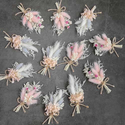 Mini Dried Flower Bouquet Set 12pcs Pink