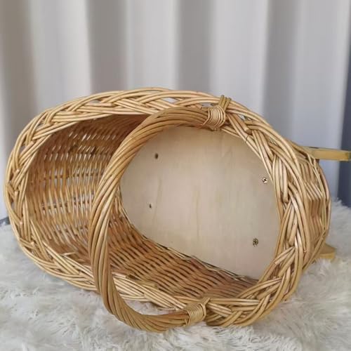 Woven Rattan Stroller Flower Basket with Handle