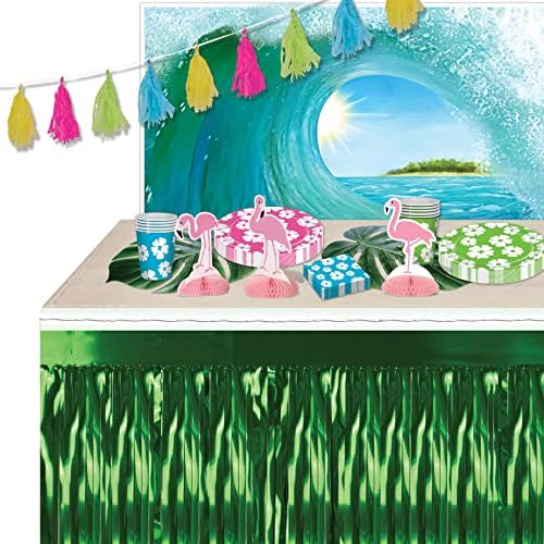 Beistle Green Metallic Fringe Table Skirt 30x14