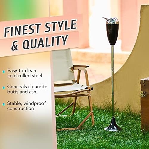 CO-Z Adjustable Ashtray with Lid 3 Height Options Black
