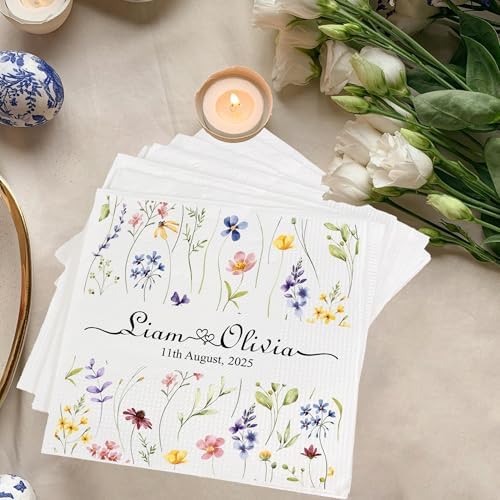 Personalized Wedding Napkins with Name and Date