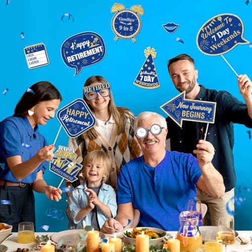 Cheereveal Retirement Photo Booth Props with Wooden Sticks