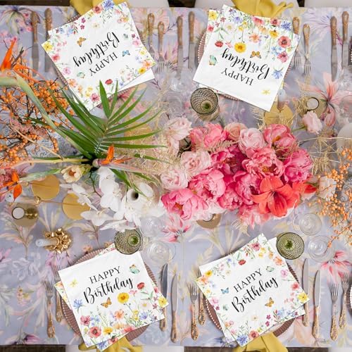 48Pcs Wildflower Napkins for Spring Parties