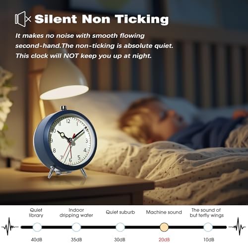 AYRELY 4 Inch Loud Analog Alarm Clock with Retro Design