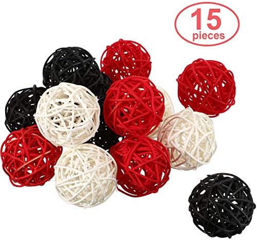 Yaomiao 15 Piece Wicker Rattan Decorative Orbs
