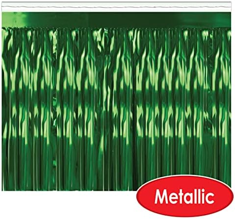 Beistle Green Metallic Fringe Table Skirt 30x14