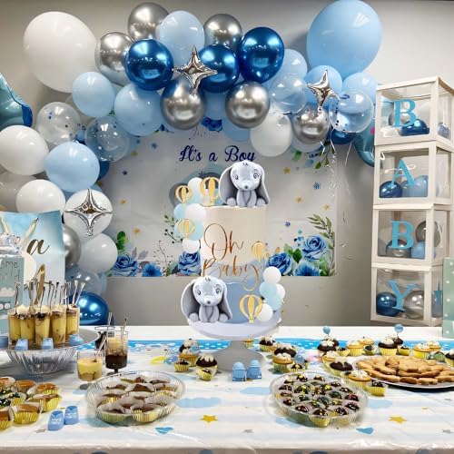Qoadwem Elephant Cake Toppers 21pcs Baby Shower Decorations
