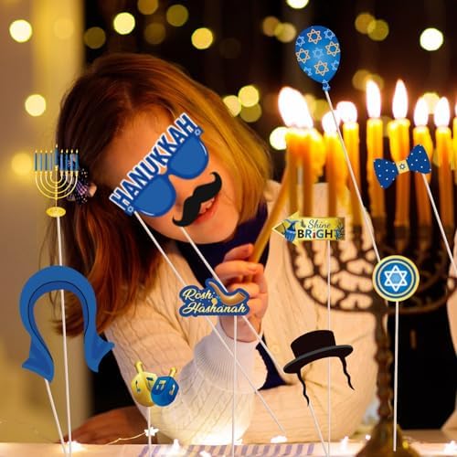 HOWAF 28pcs Happy Hanukkah Photo Booth Props Kit