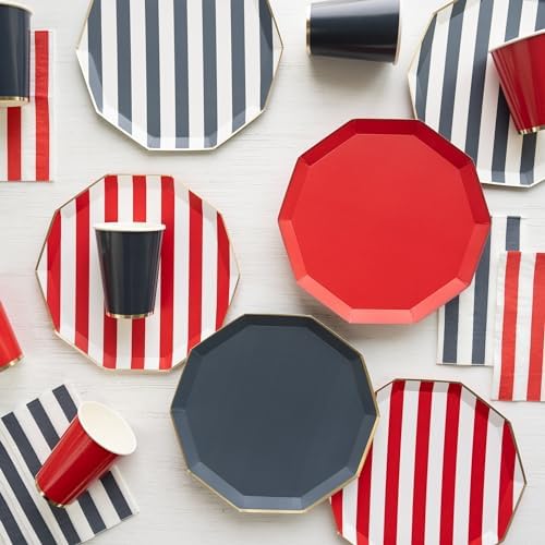 Bonjour Fete Navy Blue Cabana Stripe Paper Plates 1075 D