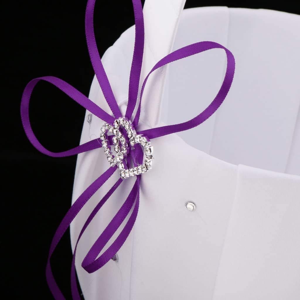 FRECI Purple Flower Girl Basket and Ring Pillow Set