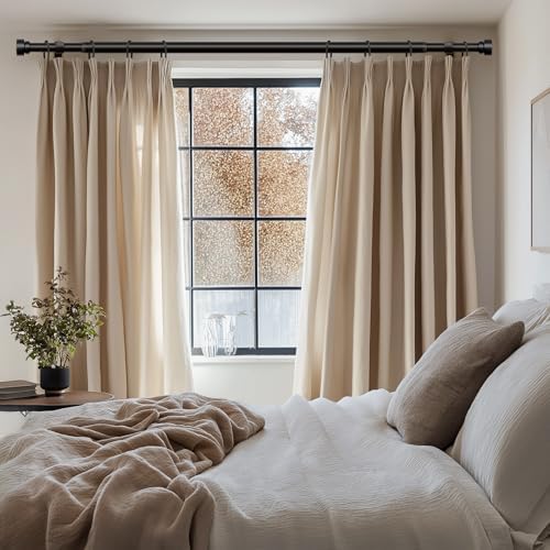 Modern Black Curtain Rods 48-84 Inch Adjustable Length