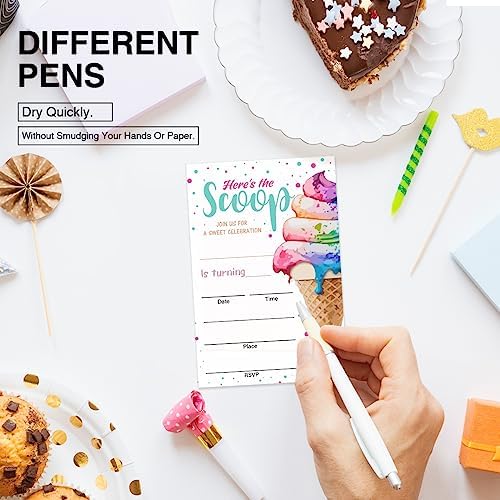 EUDOSI Ice Cream Birthday Invites Set of 20 with Envelopes
