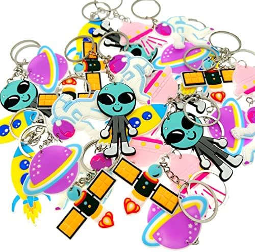 JZK 30pcs Space Themed Keyring Set