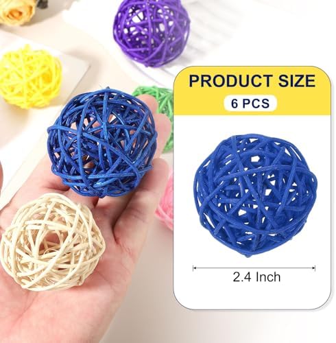 MECCANIXITY 6 Pcs Blue Wicker Decorative Balls