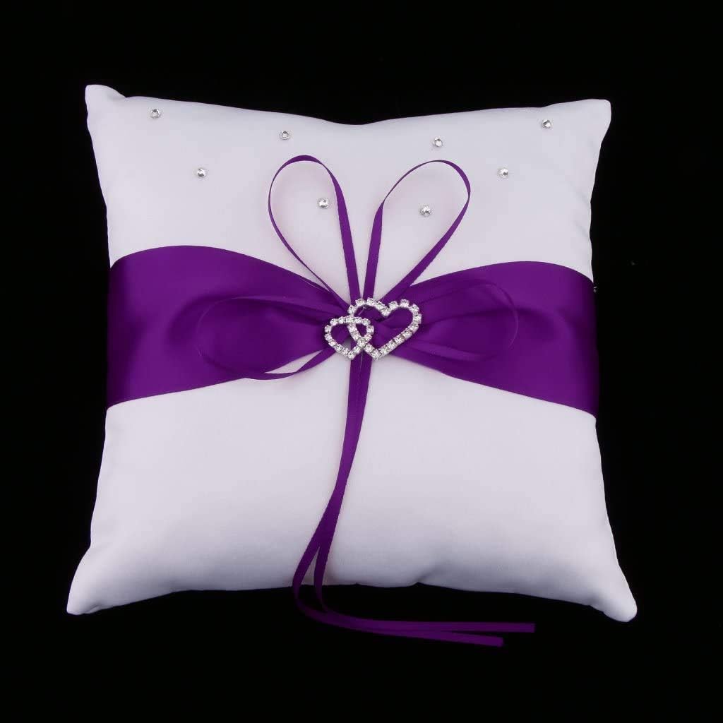 FRECI Purple Flower Girl Basket and Ring Pillow Set